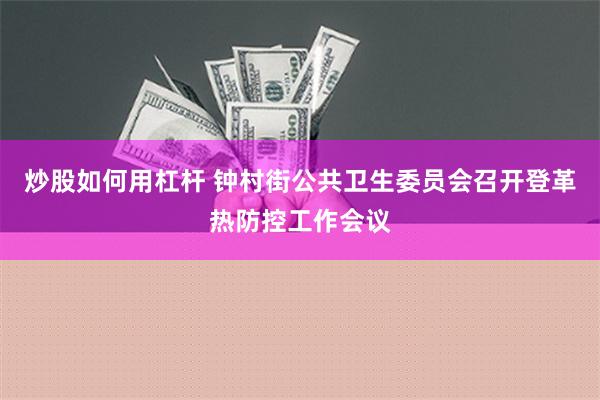 炒股如何用杠杆 钟村街公共卫生委员会召开登革热防控工作会议