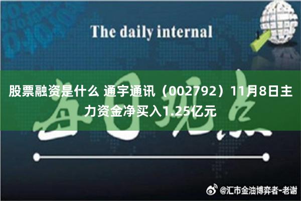 股票融资是什么 通宇通讯（002792）11月8日主力资金净买入1.25亿元