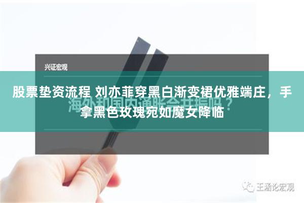 股票垫资流程 刘亦菲穿黑白渐变裙优雅端庄，手拿黑色玫瑰宛如魔女降临